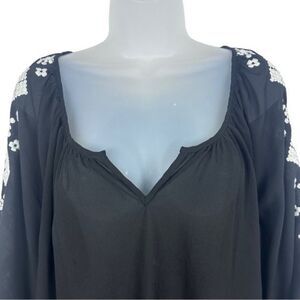 Old Navy Black Sheer Shirt with Accented Sleeves Sz XL